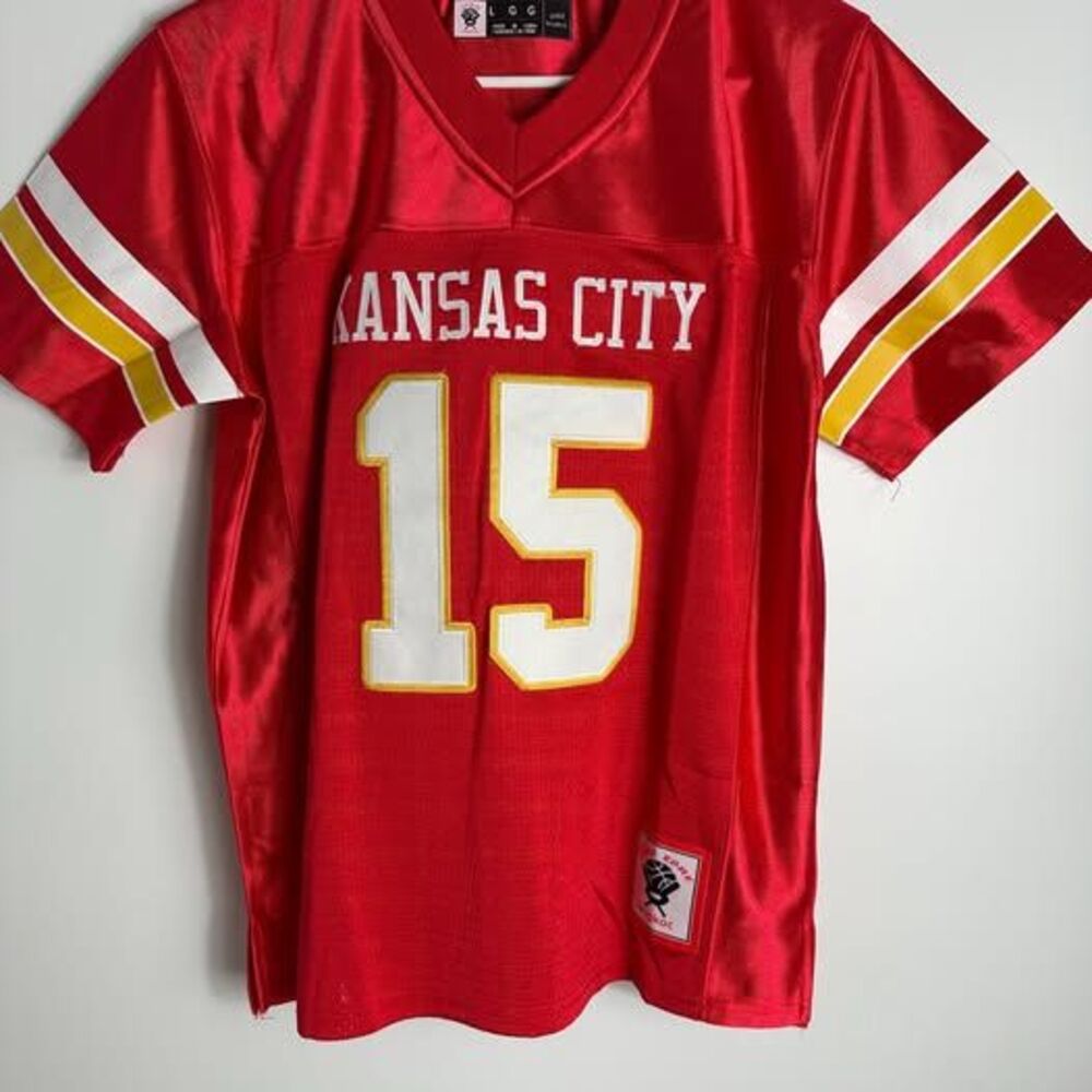 Kansas City QB Patrick Mahomes 15 Pro Zone Kopkoc Red Youth Large Jersey